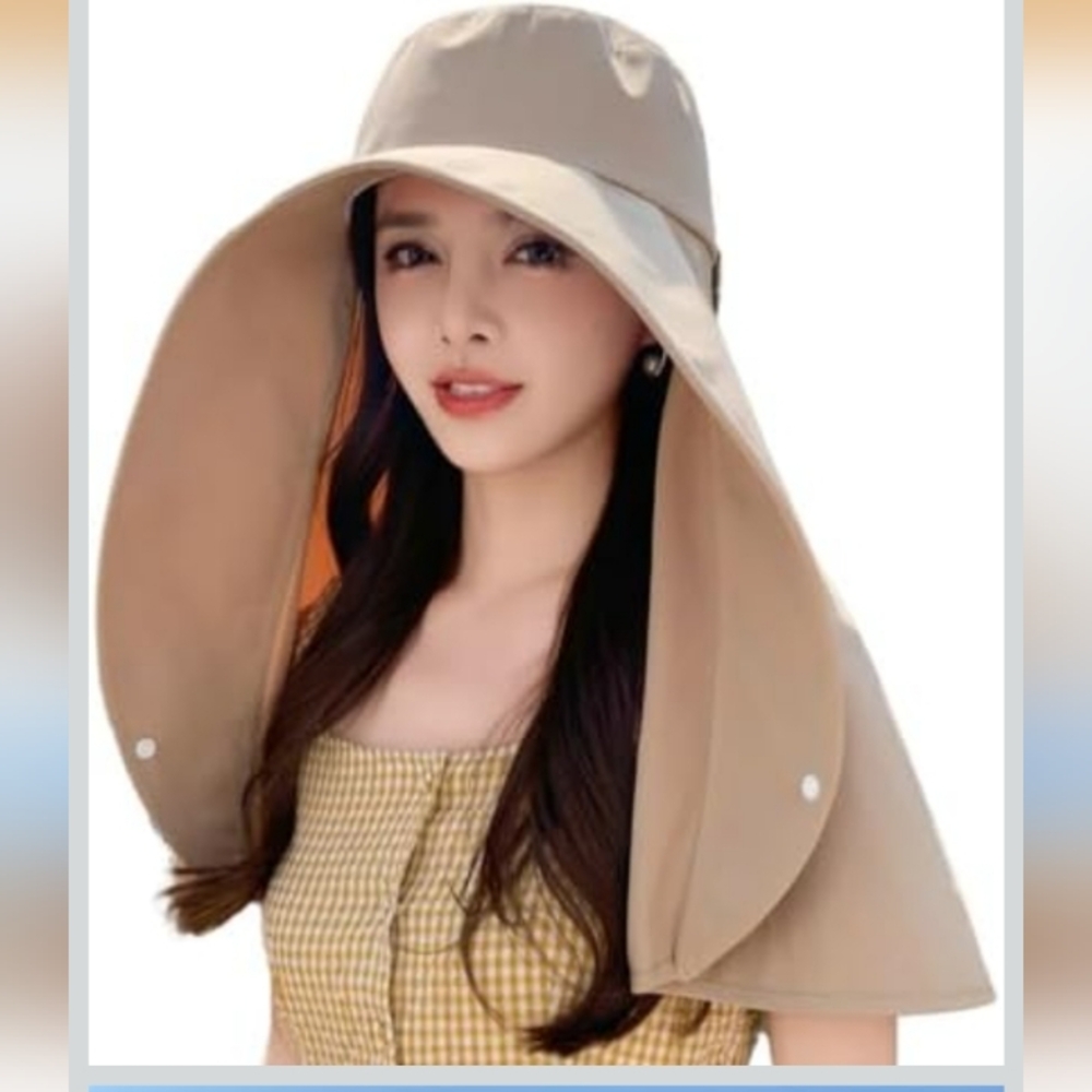 Brand New Without A Tag Chic Beige Wide-Brim Hat for Women